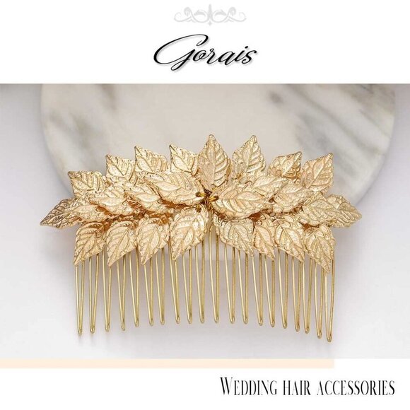 Gold Leaf Wedding Hair Comb Bridal Hair Accessories for Women Girls main image 4